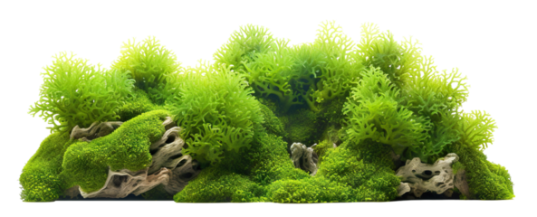 Green aquatic moss coral reef, cut out