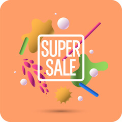 Poster sale. Bright abstract background with various geometric elements. A composition of various shapes. - 779536217