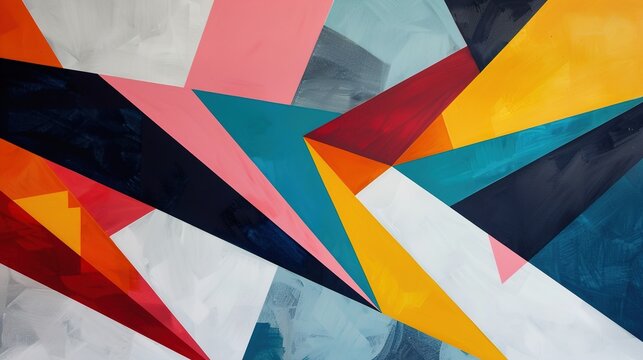 A contemporary geometric painting with sharp lines and bold colors, evoking a sense of modernity and sophistication.