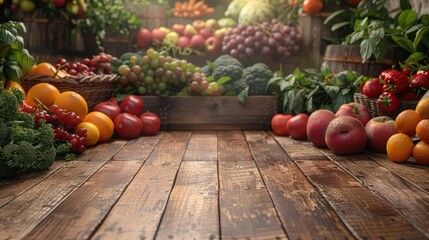 Product background with wooden table Fruit at the farmer's market.