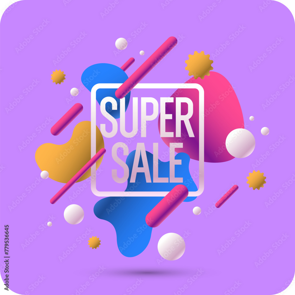Poster poster sale. bright abstract background with various geometric elements. a composition of various sh