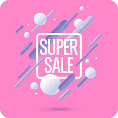 Poster sale. Bright abstract background with various geometric elements. A composition of various shapes. - 779536820