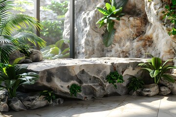 Obraz premium Rock With Plants Growing Out