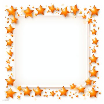 orange stars frame border with blank space in the middle on white background festive concept celebrations backdrop with copy space for text photo or presentation 