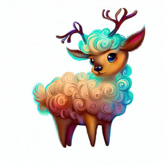 Fototapeta premium 3D furry forest animal with beautiful colors and white background. with Generative AI technology 