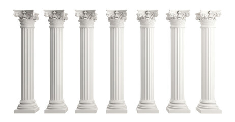 Set of white classic columns, cut out