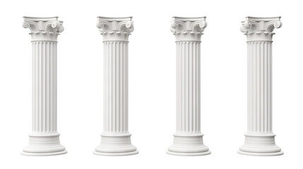 Set of white classic columns, cut out