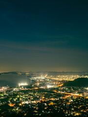 街の夜景　香川県の瀬戸大橋　青ノ山山頂展望台
