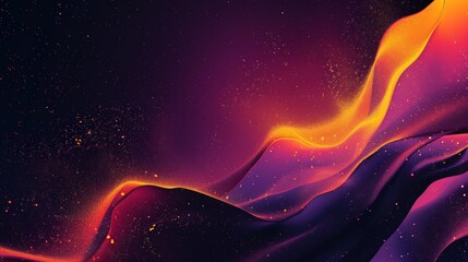 Glowing purple red yellow orange black abstract color gradient banner poster cover design, dark grainy texture, copy space