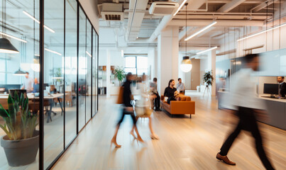people walking in business office - Powered by Adobe