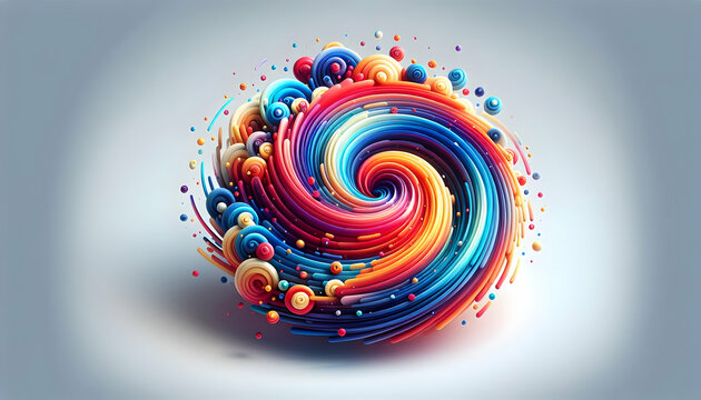 3d flat icon as Spectrum Swirl A swirling spectrum of colors that captures the eye and sparks imagination. in abstract digital wallpapers theme with isolated white background ,Full depth of field, hig