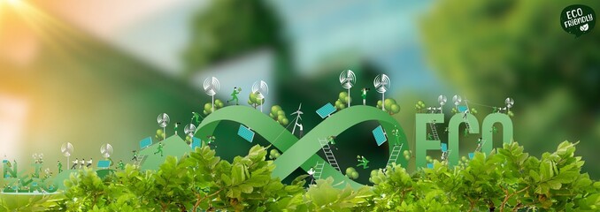 eco-friendly concept  of co-creating a green world, concept of energy conservation and sustainable...