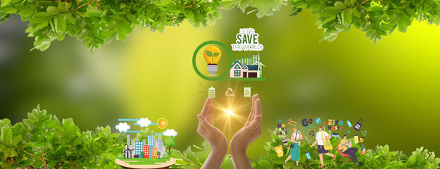 Concept of conservation of natural resources environmental protection Renewable energy and reducing...