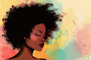 African American woman beauty illustration with Afro style hair.