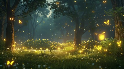 Luminous fireflies in a magical display  AI generated illustration