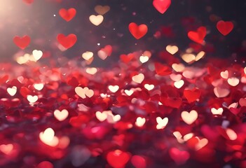 AI generated illustration of Valentine's Day-themed wallpaper with red hearts - obrazy, fototapety, plakaty