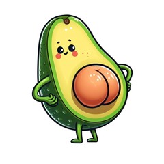 AI generated illustration of a funny avocado with naked butt