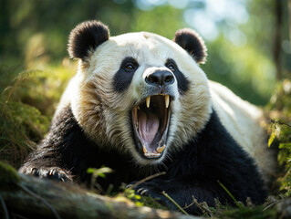 Majestic Panda Roaring in Natural Habitat - 779545603