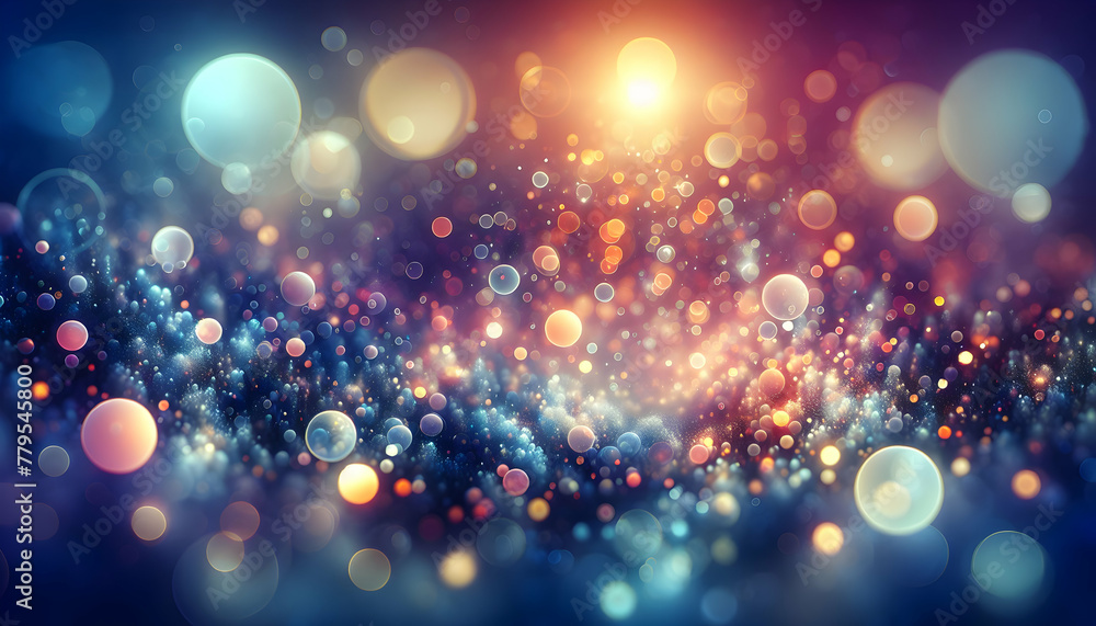 Poster for advertisement and banner as bokeh bliss soft glowing orbs float in a tranquil sea of bokeh perfe