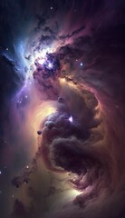 AI-generated illustration of galaxies in space with spirals, planets, asteroids and nebulae
