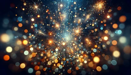 Foto op Canvas for advertisement and banner as Bokeh Burst Bursts of bokeh lights like fireworks in the night sky add excitement to any ad. in abstract digital wallpapers theme ,Full depth of field, high quality ,in © Gohgah