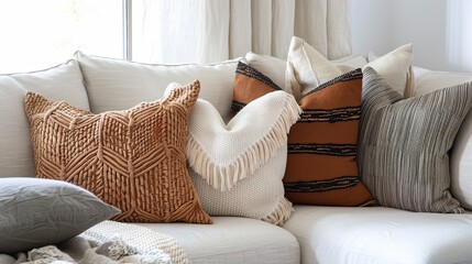 Plush pillows in a cozy layout  AI generated illustration