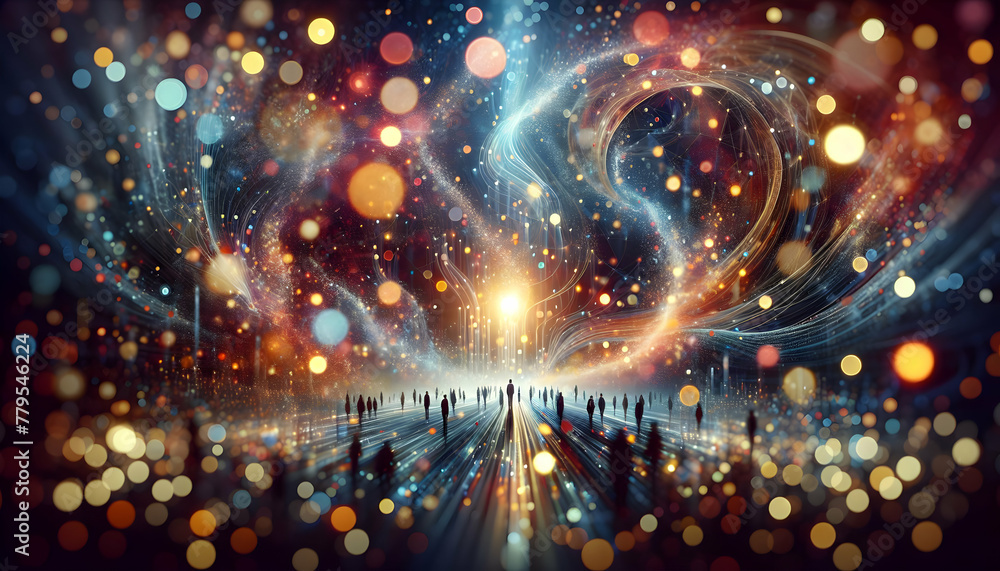 Poster for advertisement and banner as bokeh harmony harmonious bokeh lights blend together symbolizing uni
