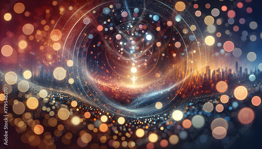Poster for advertisement and banner as bokeh harmony harmonious bokeh lights blend together symbolizing uni