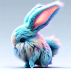 3D furry forest animal with beautiful colors and white background. with Generative AI technology	
