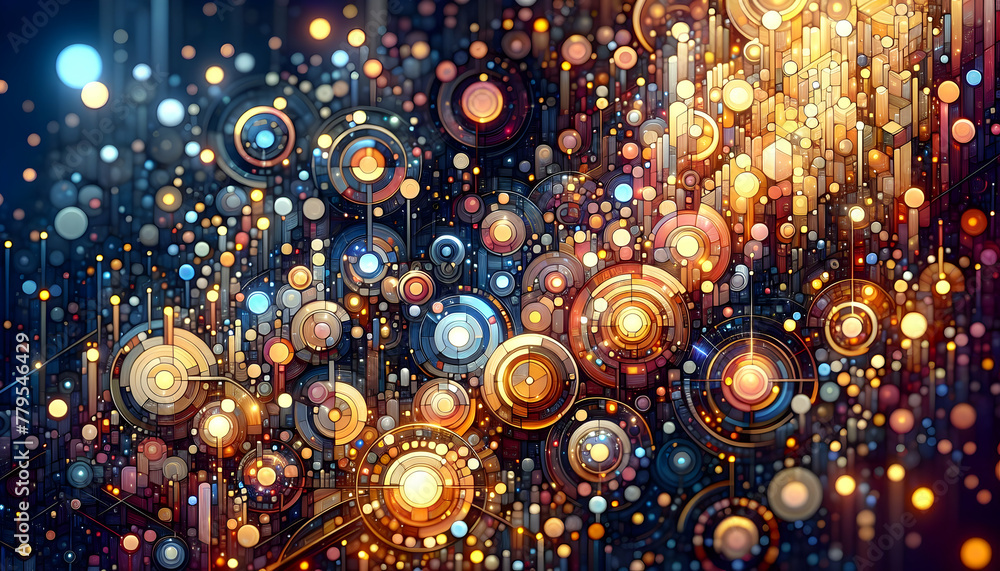 Poster for advertisement and banner as bokeh mosaic a mosaic of bokeh lights each piece contributing to a b