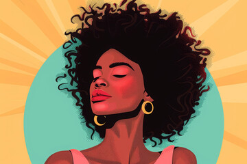 African American woman beauty fashion illustration with Afro hairstyle. 
