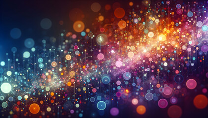 for advertisement and banner as Bokeh Spectrum A spectrum of bokeh lights each orb a different hue representing diversity and inclusion. in abstract digital wallpapers theme ,Full depth of field, high