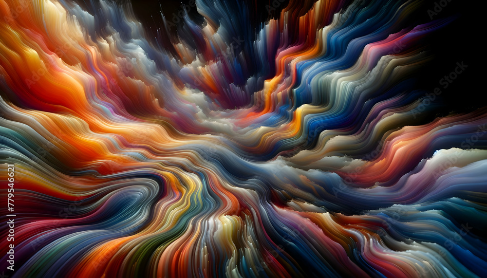 Poster for advertisement and banner as chromatic currents flowing colors create a dynamic backdrop resembli