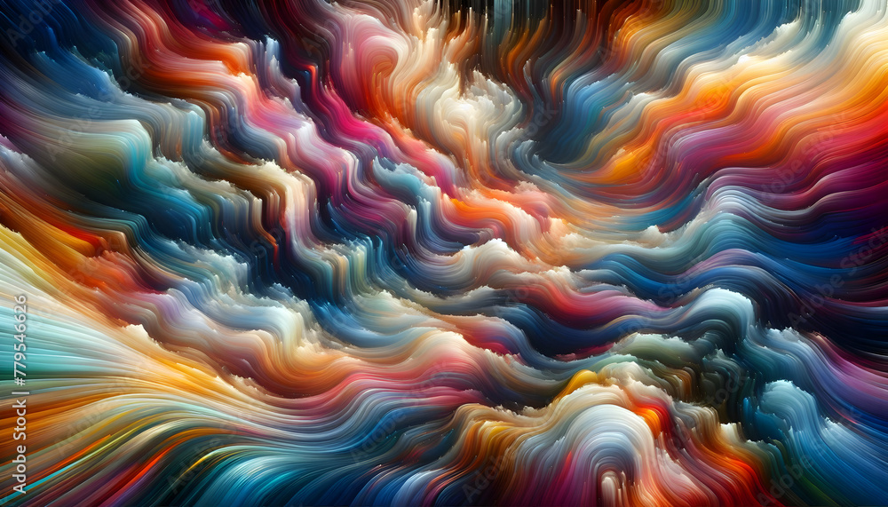 Poster for advertisement and banner as chromatic currents flowing colors create a dynamic backdrop resembli