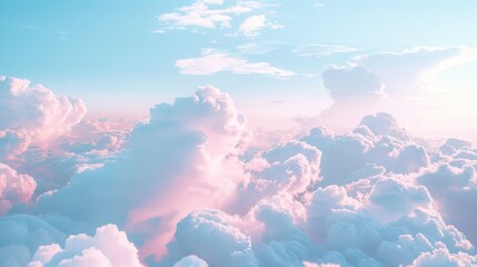 Soft fluffy clouds in a cotton candy sky  AI generated illustration