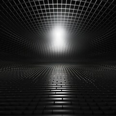 silver light grid on dark background central perspective, futuristic retro style with copy space for design text photo backdrop