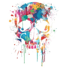 Papier Peint photo autocollant Crâne aquarelle AI generated illustration of a colorful watercolor painting of a vibrant skull