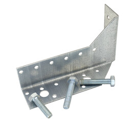 Perforated metal sheet and screw bolt on white