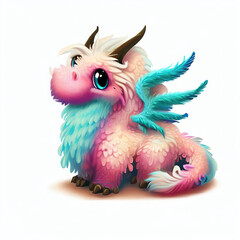 3D furry forest animal with beautiful colors and white background. with Generative AI technology	
