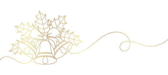 Christmas jingle bell line art style, line art isolated vector illustration