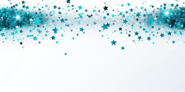 sky blue stars frame border with blank space in the middle on white background festive concept celebrations backdrop with copy space for text photo or presentation