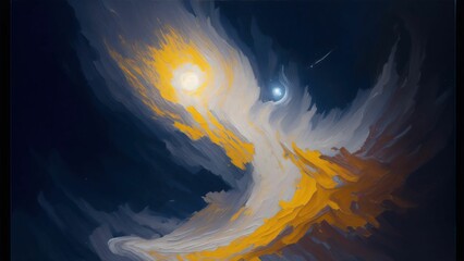 Oil painting of the universe with milky way