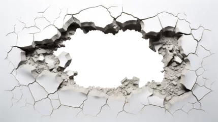 Foto auf Acrylglas Antireflex Hole breaking through white wall, cut out © Yeti Studio