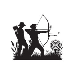 archer silhouette vector illustration logo template