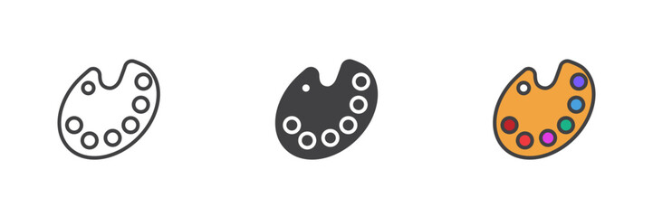 Paint palette different style icon set