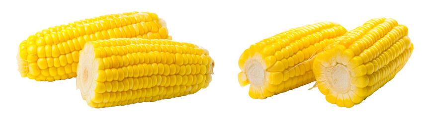ears of Sweet corn isolated on white background - obrazy, fototapety, plakaty