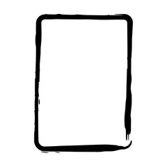 Frame border grunge shape icon, vertical, rectangle decorative doodle element for design in vector illustration