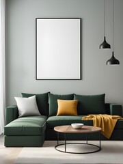 Mockup frame in minimalist style living room interior background, home interior mockup, frame mockup