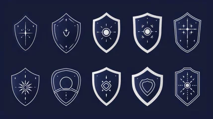 Fotobehang Collection of detailed shield icons showcasing various protection designs © Robert Kneschke