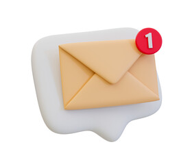 3d minimal unread messages reminder. letter notification. text box with envelope and notification badge. 3d illustration.
